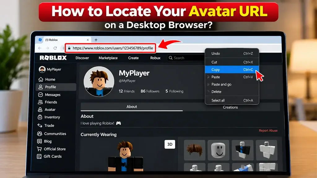 My Roblox Avatar URL on a Desktop Browser