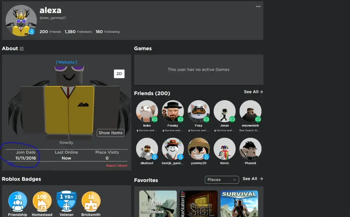 Roblox Profile Join Date
