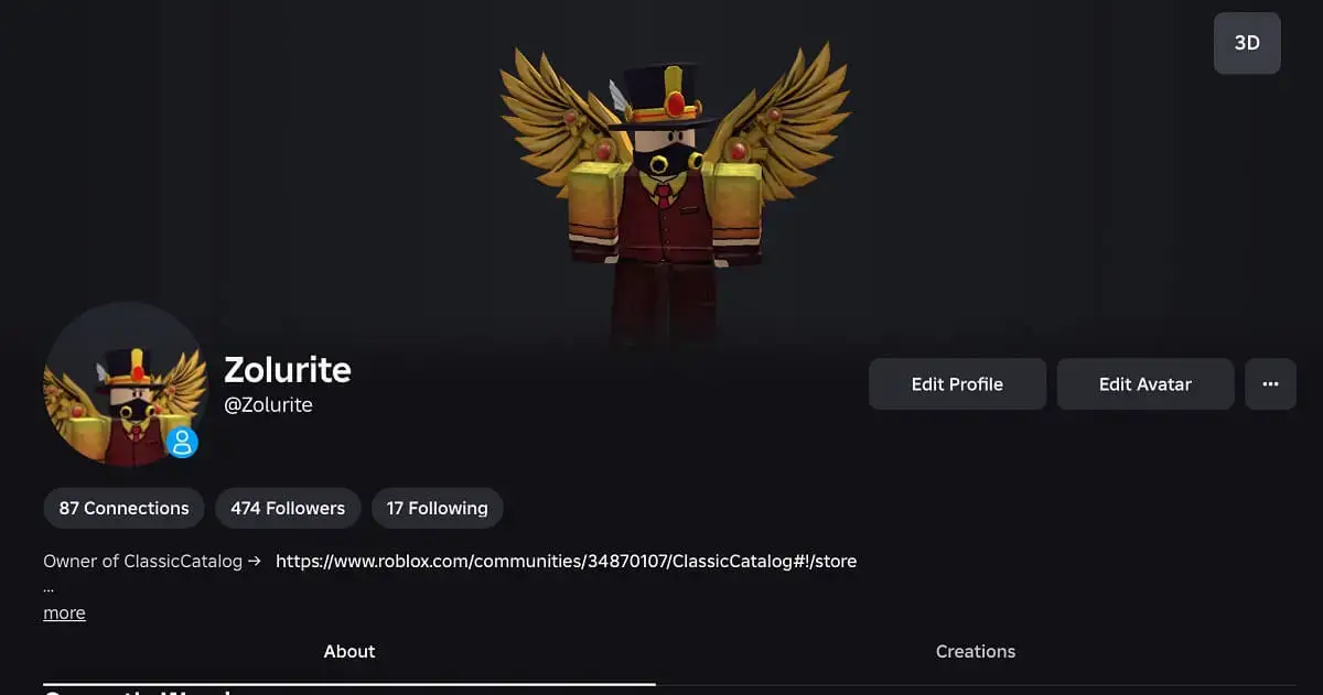 Roblox Profile Page