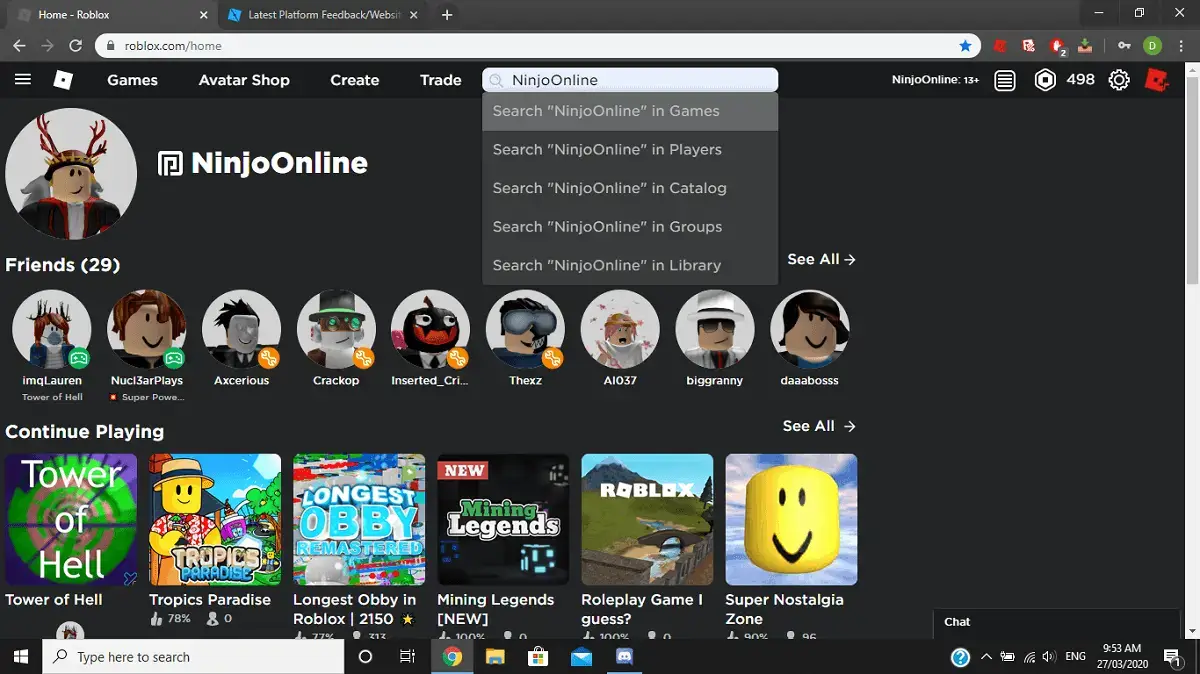 Roblox browser address bar
